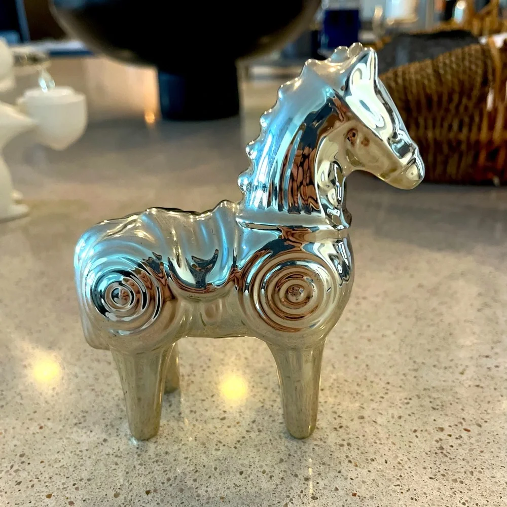 Jonathan Adler silver plated menagerie horse